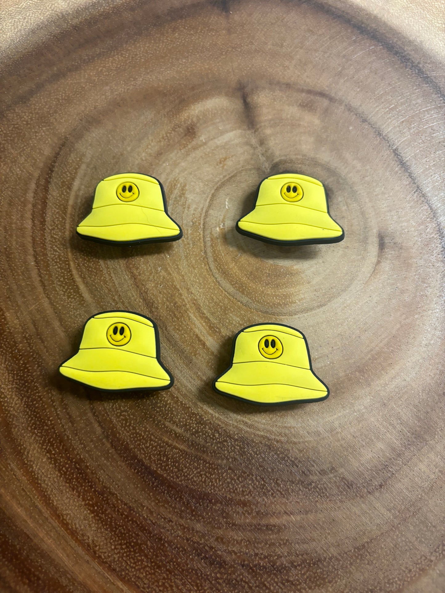 Yellow Smiley Bucket Hat Shoe Charm