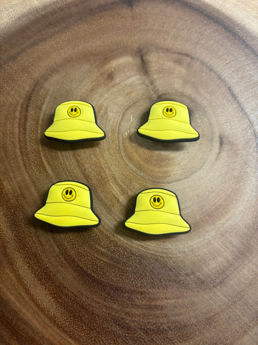 Yellow Smiley Bucket Hat Shoe Charm