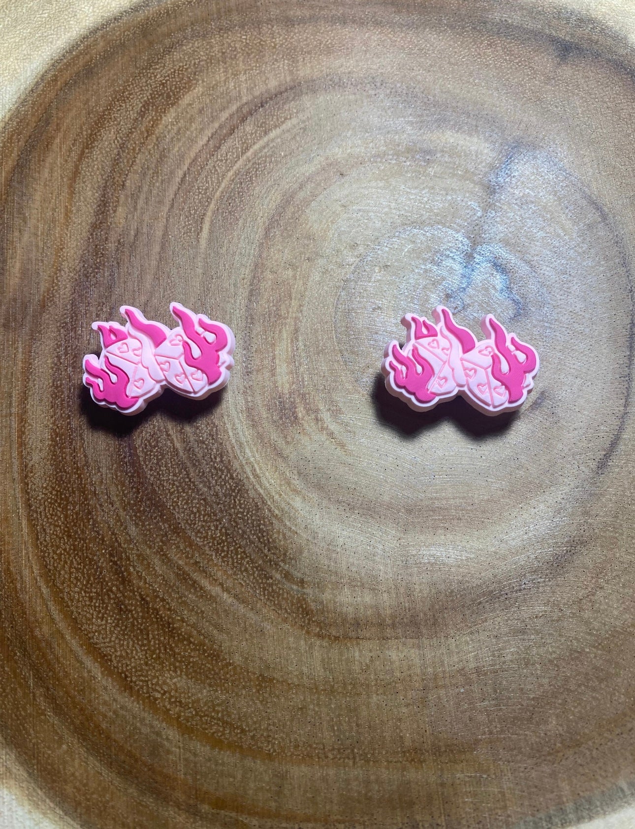 Pink Flame Dice Shoe Charm