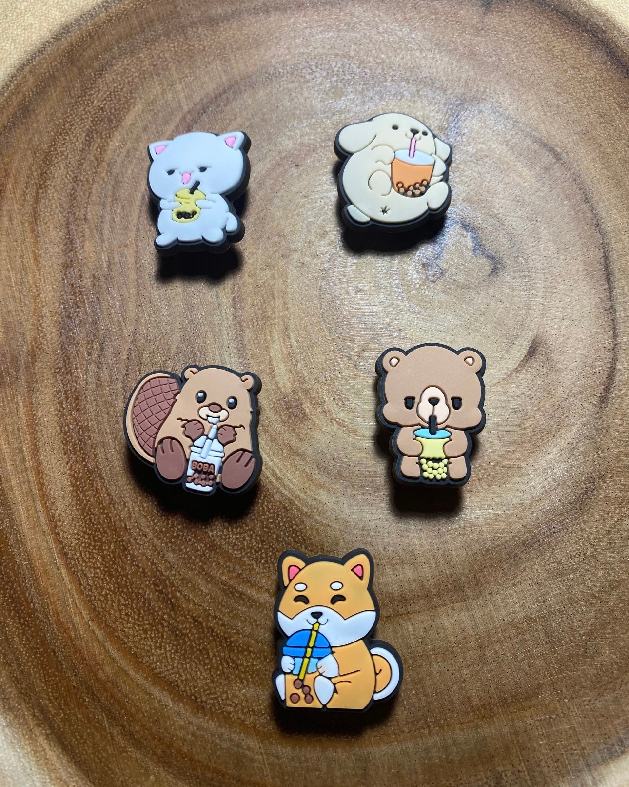 Animals Drinking Boba Clog Charms