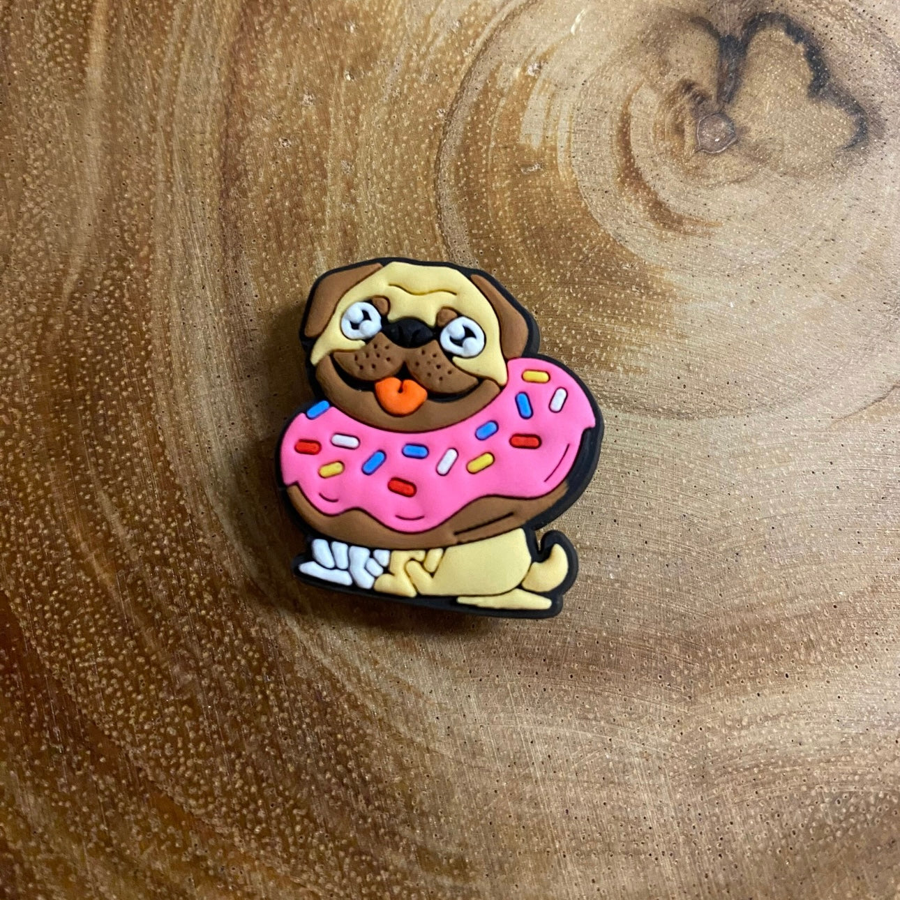 Pug with a Donut Shoe Charm