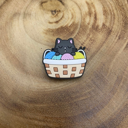 Cat in a Basket Shoe Charm