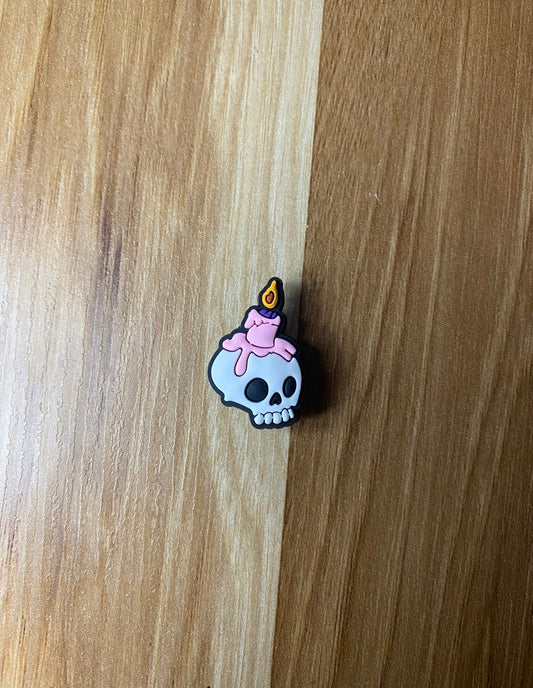 Skull With A Candle Shoe Charm