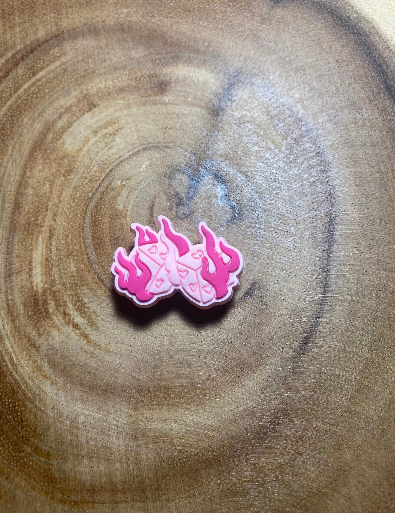 Pink Flame Dice Shoe Charm