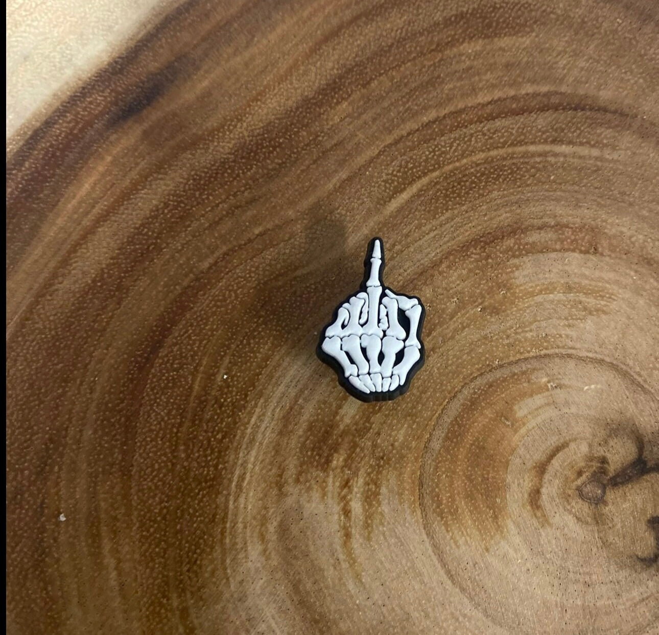 Skull With A Middle Finger Shoe Charm