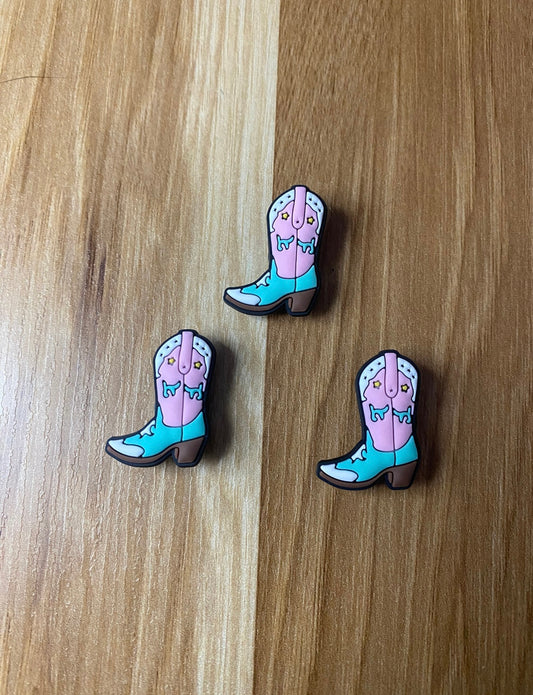 Blue and Pink Cowboy Boot Shoe Charm