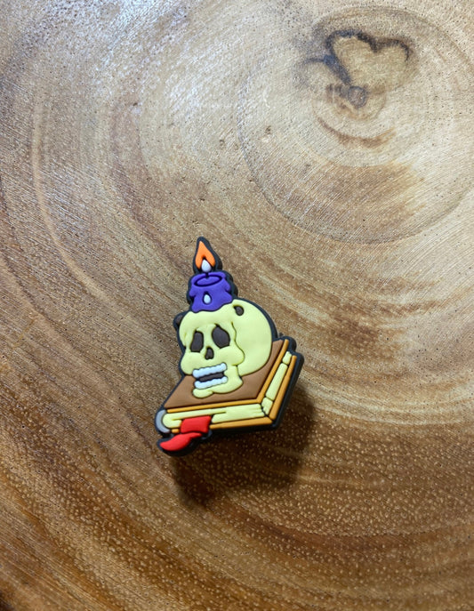 Skull With A Book Shoe Charm